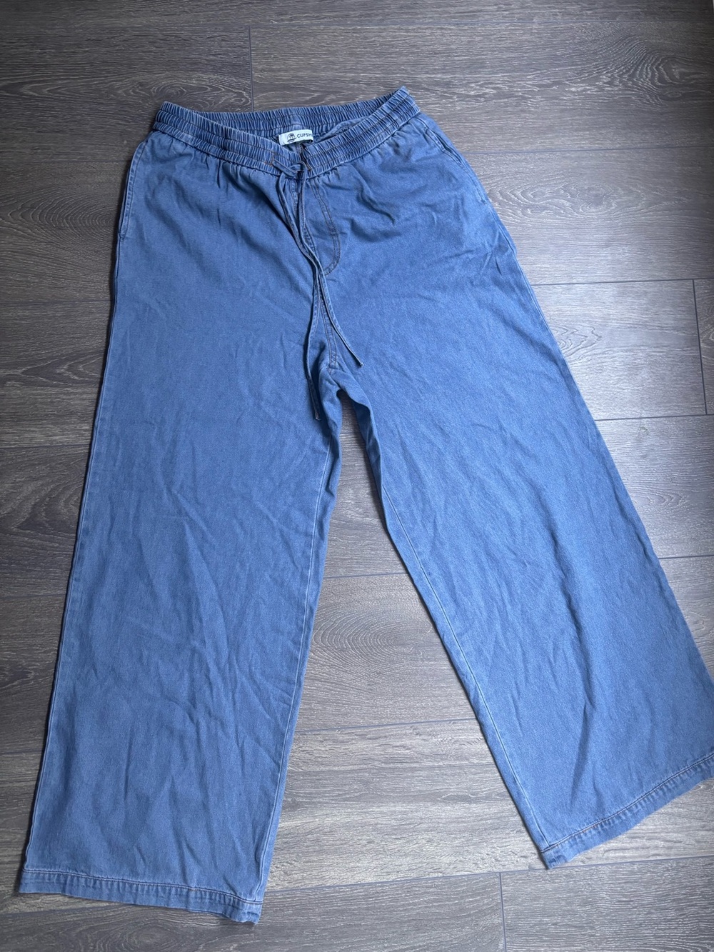 Cupshe Blue Wide-Leg Drawstring Pants